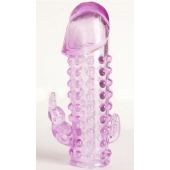 Закрытая фиолетовая насадка с 2 отростками - 13 см. - Toyfa Basic - в Новочеркасске купить с доставкой