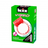 Розовое эрекционное виброкольцо Luxe VIBRO  Поцелуй стриптизёрши  + презерватив - Luxe - в Новочеркасске купить с доставкой