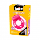 Розовое эрекционное виброкольцо Luxe VIBRO  Ужас Альпиниста  + презерватив - Luxe - в Новочеркасске купить с доставкой