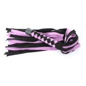 Черно-розовая плеть из замши - 58 см. - БДСМ Арсенал - купить с доставкой в Новочеркасске