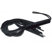 Чёрная кожаная плеть с жесткой ручкой - 63 см. - Sitabella - купить с доставкой в Новочеркасске