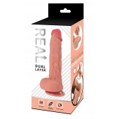 Телесный реалистичный фаллоимитатор Real Dual Layer - 23 см. - Real