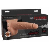 Телесный полый страпон с имитацией эякуляции 7.5  Hollow Squirting Strap-On with Balls Flesh - 21,6 см. - Pipedream - купить с доставкой в Новочеркасске