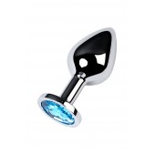 Серебристая конусовидная анальная пробка с голубым кристаллом - 8 см. - ToyFa - купить с доставкой в Новочеркасске