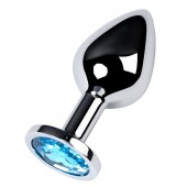 Серебристая конусовидная анальная пробка с голубым кристаллом - 8 см. - ToyFa - купить с доставкой в Новочеркасске