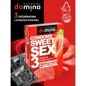 Презервативы для орального секса DOMINO Sweet Sex с ароматом клубничного коктейля  - 3 шт. - Domino - купить с доставкой в Новочеркасске