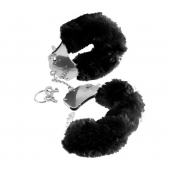 Металлические наручники Furry Love Cuffs с черным мехом - Pipedream - купить с доставкой в Новочеркасске