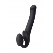Черный безремневой страпон Silicone Bendable Strap-On M - Strap-on-me - купить с доставкой в Новочеркасске