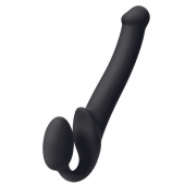 Черный безремневой страпон Silicone Bendable Strap-On M - Strap-on-me - купить с доставкой в Новочеркасске