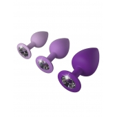 Набор из 3 фиолетовых анальных пробок со стразами Little Gems Trainer Set - Pipedream - купить с доставкой в Новочеркасске