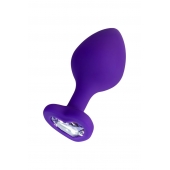 Фиолетовая анальная втулка Diamond Heart с прозрачным кристаллом - 8 см. - ToyFa - купить с доставкой в Новочеркасске