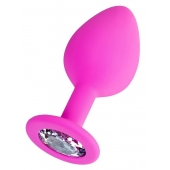 Розовая анальная втулка Brilliant с прозрачным кристаллом - 8 см. - ToyFa - купить с доставкой в Новочеркасске