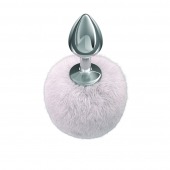 Серебристая анальная пробка с белым пушистым хвостиком Twinkle - Lola Games - купить с доставкой в Новочеркасске