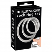 Набор из 3 эрекционных колец под металл Metallic Silicone Cock Ring Set - Orion - в Новочеркасске купить с доставкой