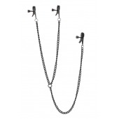 Черные зажимы на соски и клитор на цепочке DELUXE NIPPLE   CLIT CLAMPS - Dream Toys - купить с доставкой в Новочеркасске