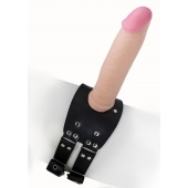 Черный узкий пояс на бедро с телесной насадкой - LOVETOY (А-Полимер) - купить с доставкой в Новочеркасске