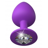 Фиолетовая анальная пробка со стразом Her Little Gem Large Plug - 9,5 см. - Pipedream - купить с доставкой в Новочеркасске