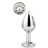 Серебристая анальная втулка с прозрачным кристаллом - 7,1 см. - Dream Toys - купить с доставкой в Новочеркасске