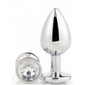 Серебристая анальная втулка с прозрачным кристаллом - 7,1 см. - Dream Toys - купить с доставкой в Новочеркасске