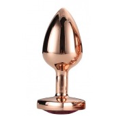 Золотистая анальная втулка с кристаллом-сердечком розового цвета - 7,1 см. - Dream Toys - купить с доставкой в Новочеркасске