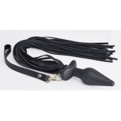 Черная анальная пробка с плетью - Sitabella - купить с доставкой в Новочеркасске