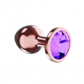 Пробка цвета розового золота с фиолетовым кристаллом Diamond Amethyst Shine S - 7,2 см. - Lola Games - купить с доставкой в Новочеркасске