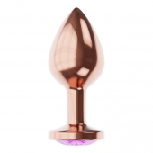 Пробка цвета розового золота с фиолетовым кристаллом Diamond Amethyst Shine S - 7,2 см. - Lola Games - купить с доставкой в Новочеркасске