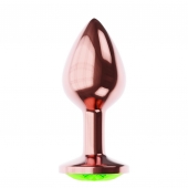 Пробка цвета розового золота с лаймовым кристаллом Diamond Emerald Shine S - 7,2 см. - Lola Games - купить с доставкой в Новочеркасске