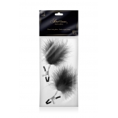 Зажимы на соски с черными пуховыми кисточками Sweet Caress Feather Nipple Clumps - Sweet Caress - купить с доставкой в Новочеркасске
