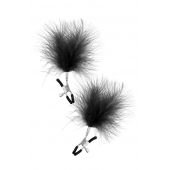 Зажимы на соски с черными пуховыми кисточками Sweet Caress Feather Nipple Clumps - Sweet Caress - купить с доставкой в Новочеркасске