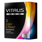 Цветные ароматизированные презервативы VITALIS PREMIUM color   flavor - 3 шт. - Vitalis - купить с доставкой в Новочеркасске