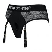 Черные трусики для насадок Diva Lingerie Harness - size S - Strap-on-me - купить с доставкой в Новочеркасске