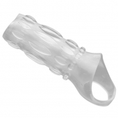 Насадка на пенис с кольцом для мошонки Clear Sensations Enhancer Sex Sleeve - 11,5 см. - XR Brands - в Новочеркасске купить с доставкой