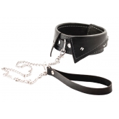 Черный ошейник-воротничок с металлическим поводком - Crazy Handmade - купить с доставкой в Новочеркасске