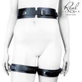 Черный кожаный пояс с гартерами - S-M - Notabu - купить с доставкой в Новочеркасске