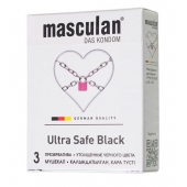 Ультрапрочные презервативы Masculan Ultra Safe Black - 3 шт. - Masculan - купить с доставкой в Новочеркасске