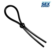 Черное силиконовое лассо с шариком для утяжки - Sex Expert - в Новочеркасске купить с доставкой