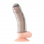 Текстурированная насадка на пенис Clear Textured Penis Enhancing Sleeve Extension - 16,5 см. - BlueLine - в Новочеркасске купить с доставкой