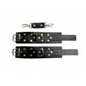 Черные кожаные наручники Sex Game - БДСМ Арсенал - купить с доставкой в Новочеркасске