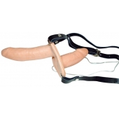 Телесный женский страпон с вагинальной пробкой Strap-On Duo - 15 см. - Orion - купить с доставкой в Новочеркасске
