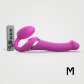 Ярко-розовый безремневой страпон Multi Orgasm Size M с клиторальной стимуляцией - Strap-on-me - купить с доставкой в Новочеркасске