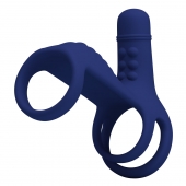 Синяя вибронасадка на пенис Vibrating Penis Sling - Baile - в Новочеркасске купить с доставкой