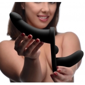 Черный вибрострапон Double Take 10X Double Penetration Vibrating Strap-on Harness - XR Brands - купить с доставкой в Новочеркасске
