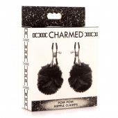 Зажимы для сосков с черным помпонами Pom Pom Nipple Clamps - XR Brands - купить с доставкой в Новочеркасске