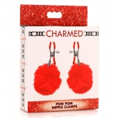 Красные зажимы на соски с помпонами Pom Pom - XR Brands - купить с доставкой в Новочеркасске