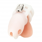 Белая клетка для пениса Silicone Small 2 in Cock Cage With Ball Divider - BlueLine - купить с доставкой в Новочеркасске