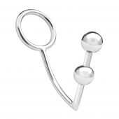 Кольцо на пенис с анальным стимулятором Two Bead Stainless Steel Anal Hook   Cock Ring - BlueLine - в Новочеркасске купить с доставкой