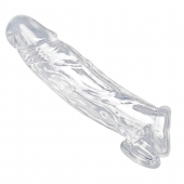 Прозрачная насадка для увеличения члена Realistic Clear Penis Enhancer and Ball Stretcher - 20,3 см. - XR Brands - в Новочеркасске купить с доставкой