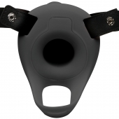 Черный полый страпон с вибрацией 2’’ Erection 28X Smooth Vibrating Silicone Penis Sheath - XR Brands - купить с доставкой в Новочеркасске