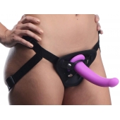 Лиловый поясной страпон Navigator Silicone G-Spot Dildo with Harness - 17,8 см. - XR Brands - купить с доставкой в Новочеркасске